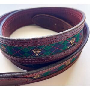 YRI Leather Ribbon Green and Blue Preppy Golf Belt Size 38